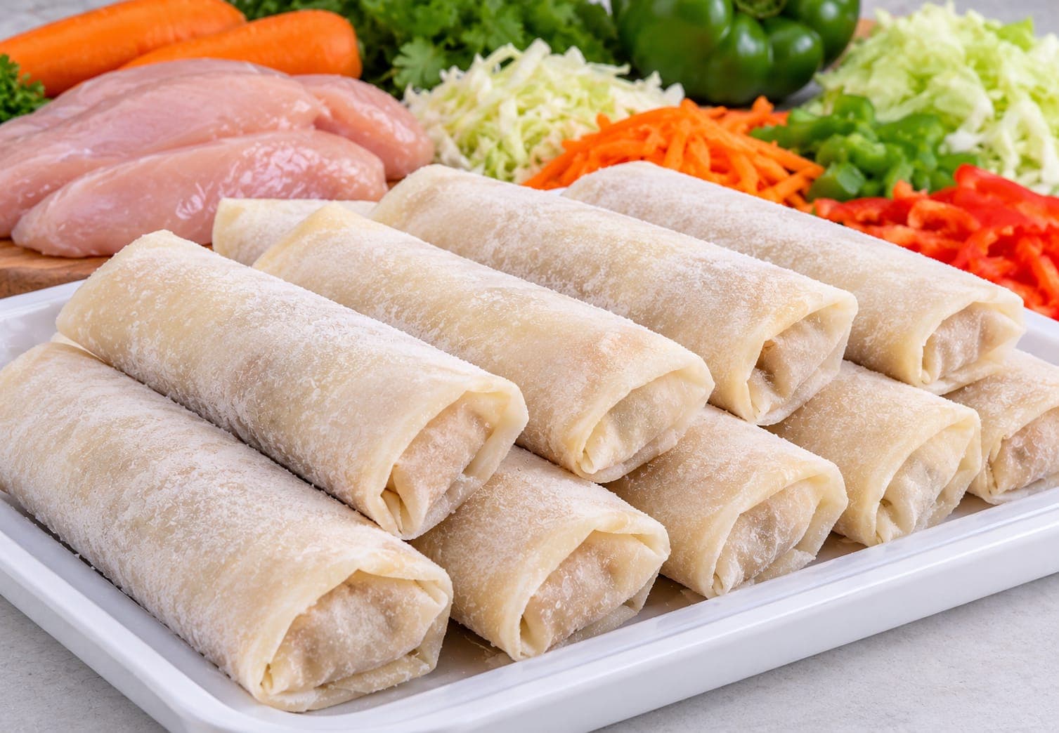 Frozen vegetables with chicken roll  10 pieces